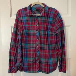 EUC Talbots flannel plaid blouse